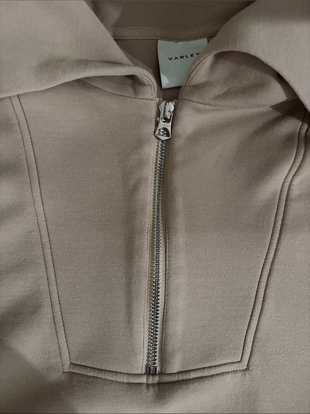 Varley Taupe Top- Zip Collar Top size medium - Picture 3 of 15